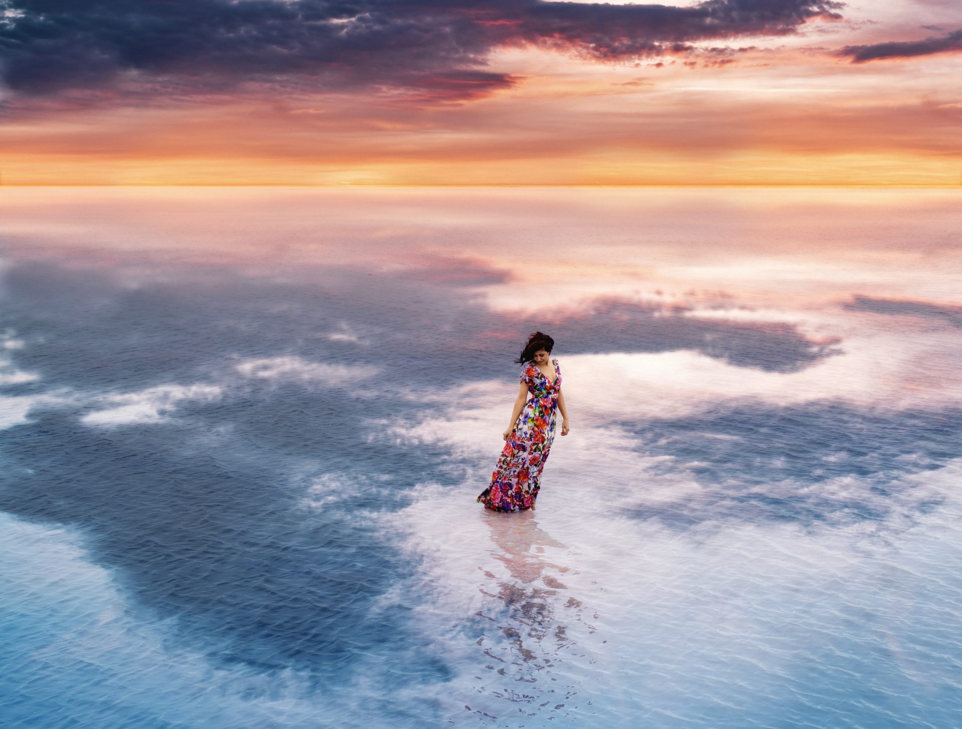 Amazing sky view at the salt lake